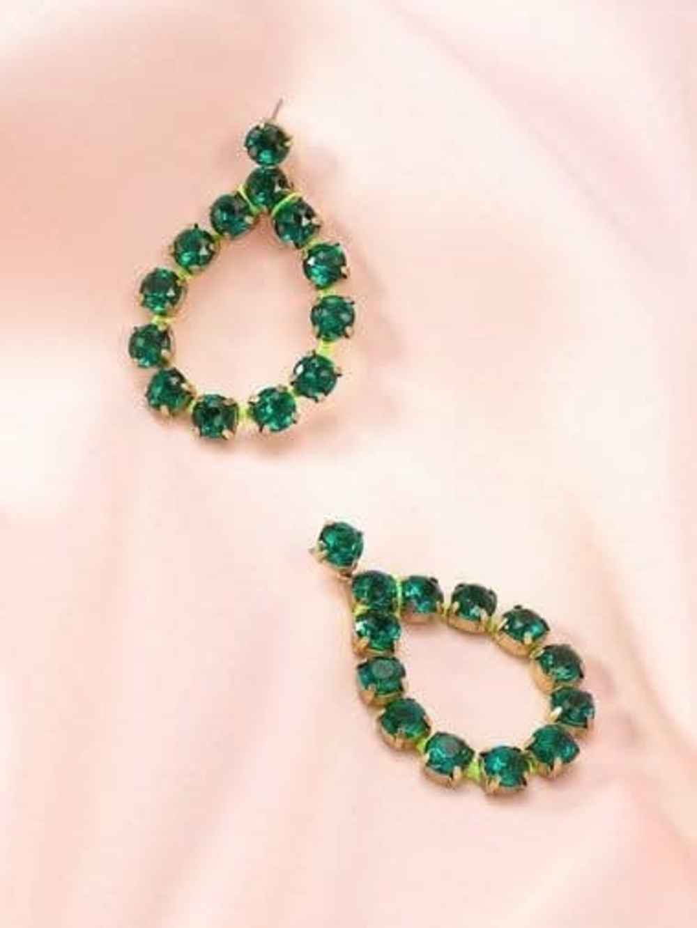 Stella & Dot Neon Dream Earrings-Green- Emerald Teardrop Crystal Drop Versatile